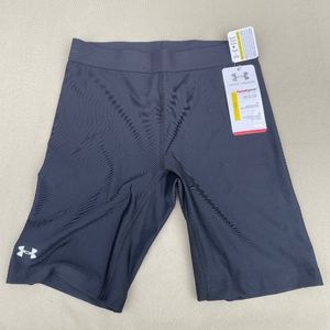 Under Armour Womens XS Long 7" Heatgear Spandex Compression Shorts Black